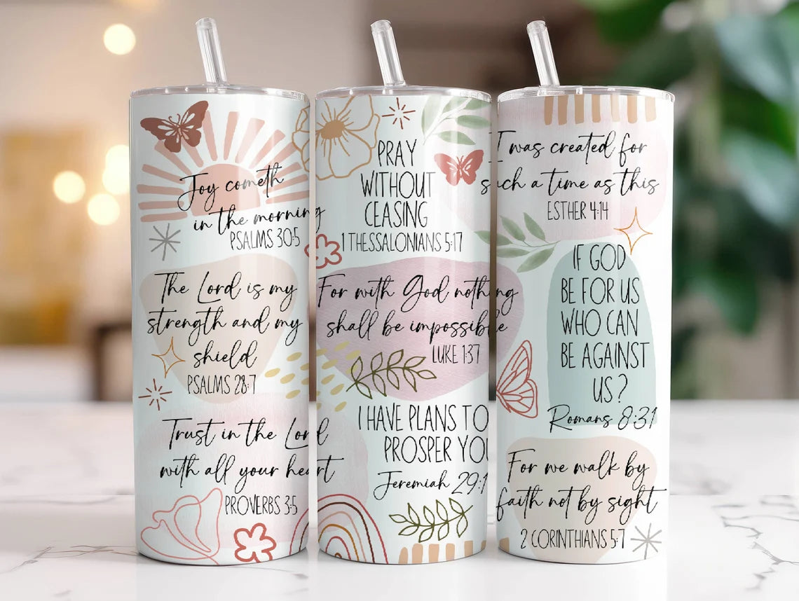 Bible Verse English Version- Boho Colors 20oz Stainless Steel Tumbler